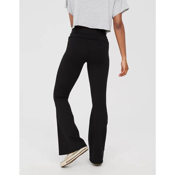 NWT OFFLINE by AERIE OG Foldover High Waisted Super Flare Leggings Black Small - Picture 4 of 16